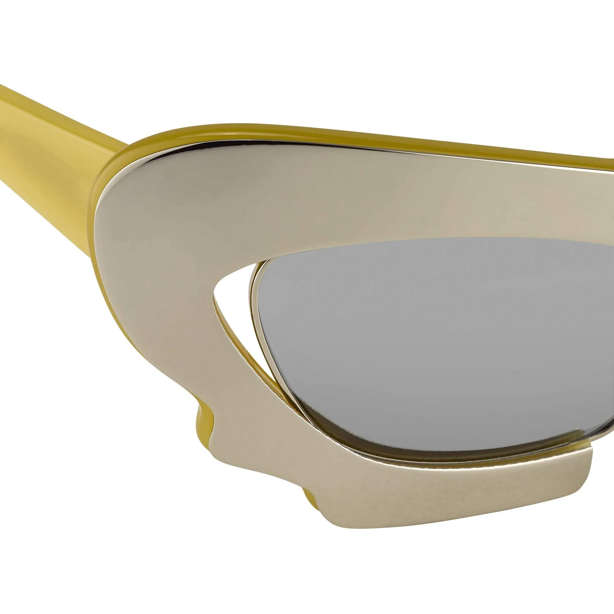 Prabal Gurung Sunglasses Cat Eye Special Mustard Yellow/Silver and Gray
