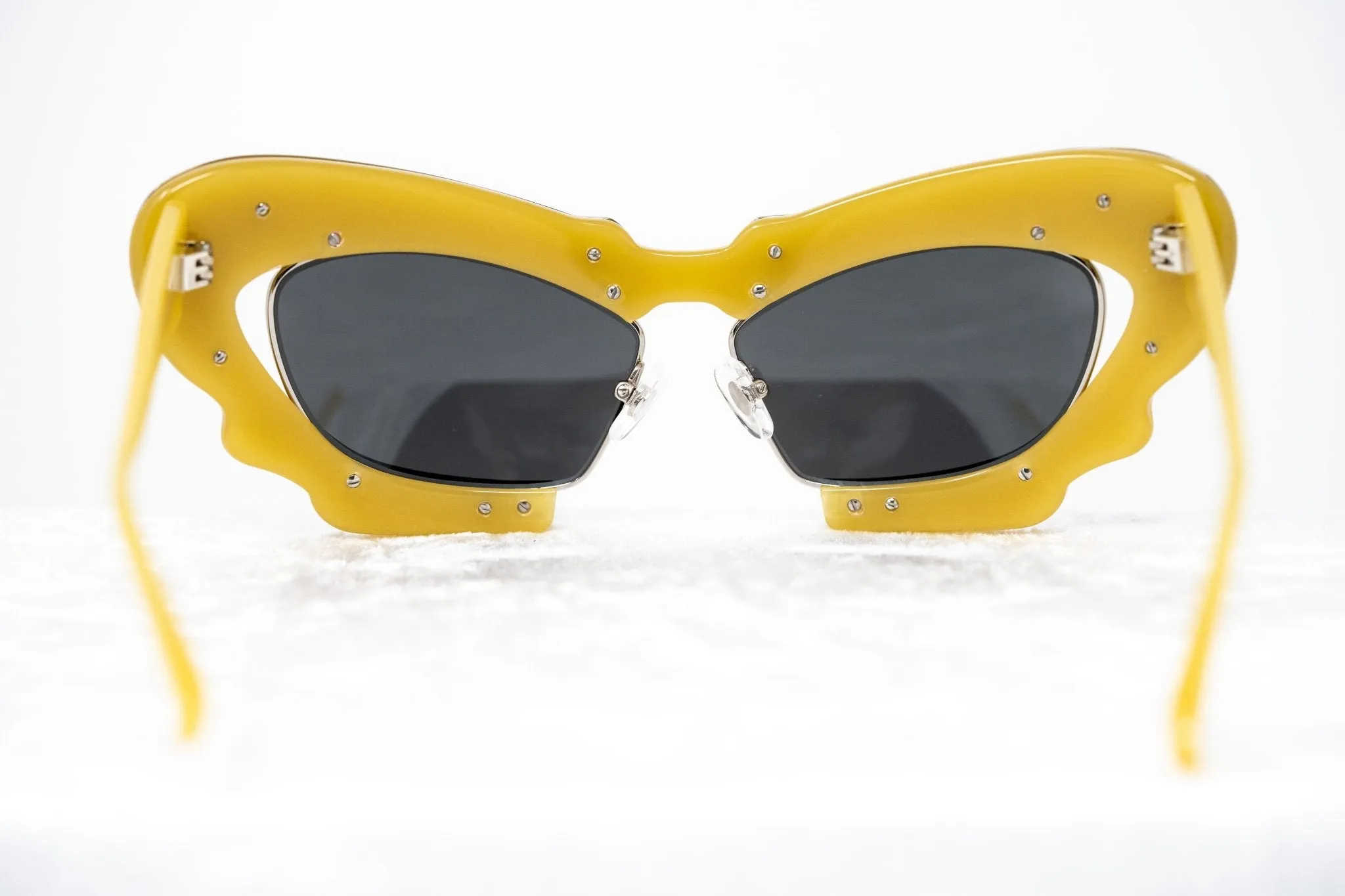 Prabal Gurung Sunglasses Cat Eye Special Mustard Yellow/Silver and Gray