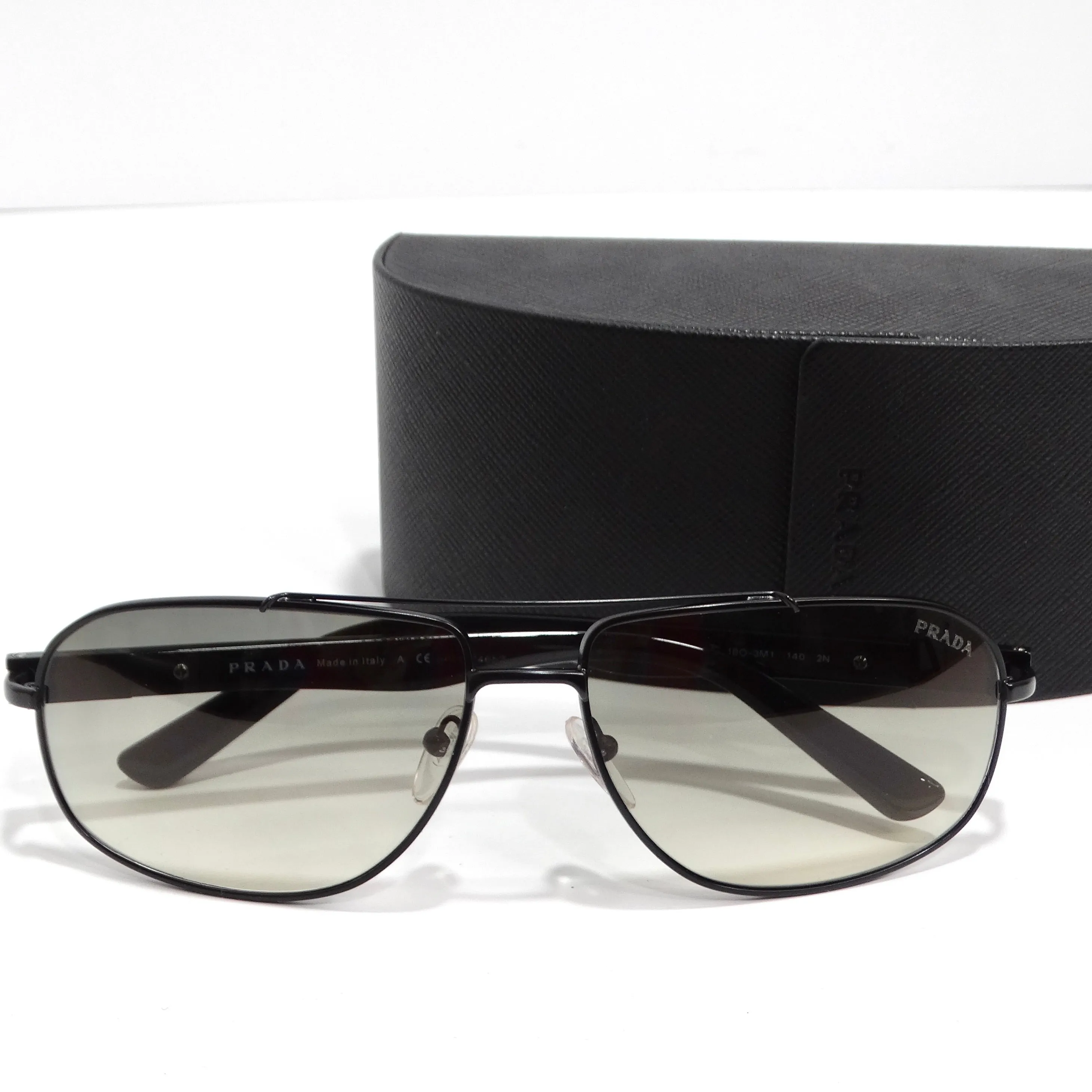 Prada 1990s Black & Blue Tortoise Aviator Sunglasses