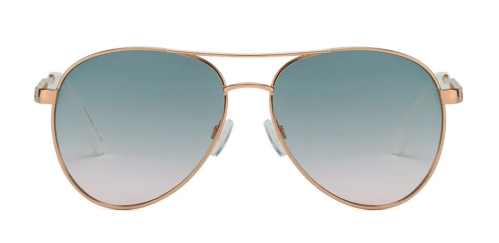 Rachel Aviator Sunglasses with Green Lens
