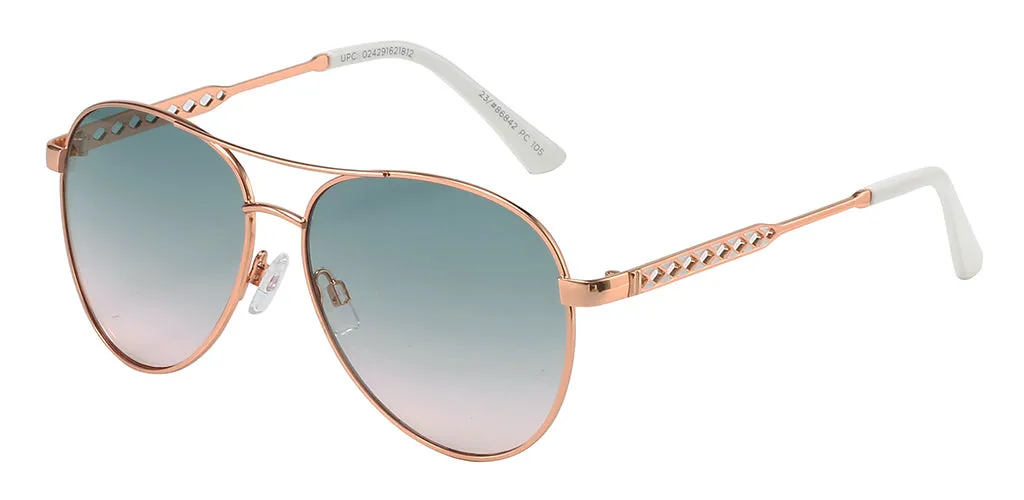 Rachel Aviator Sunglasses with Green Lens