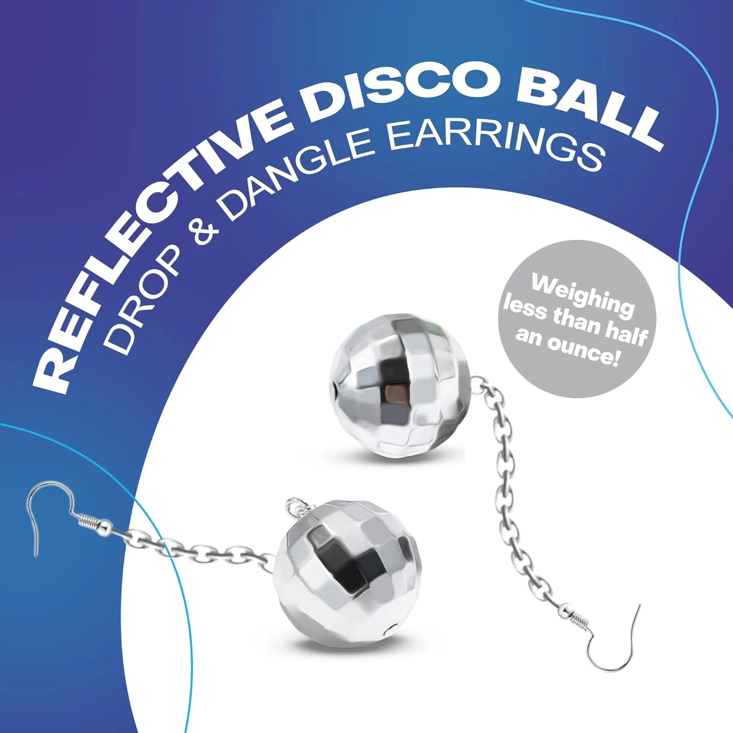 Rave Envy Disco Ball Earrings for Women - 70's Halloween Disco Outfits Costume Accessories For Men - Choice of Color