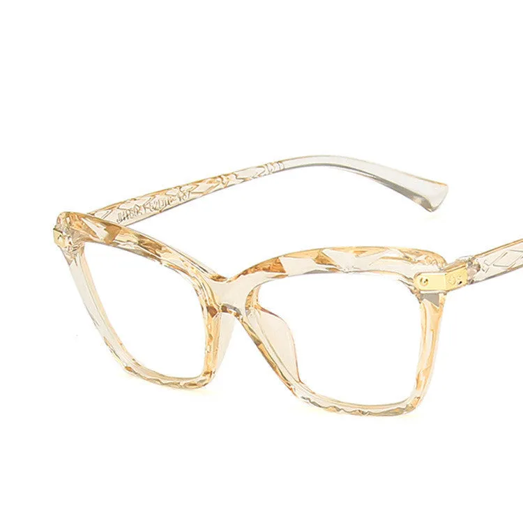 Retro Cat Eye Glasses Clear Lens Blue Light Protection Oversized Eyewear
