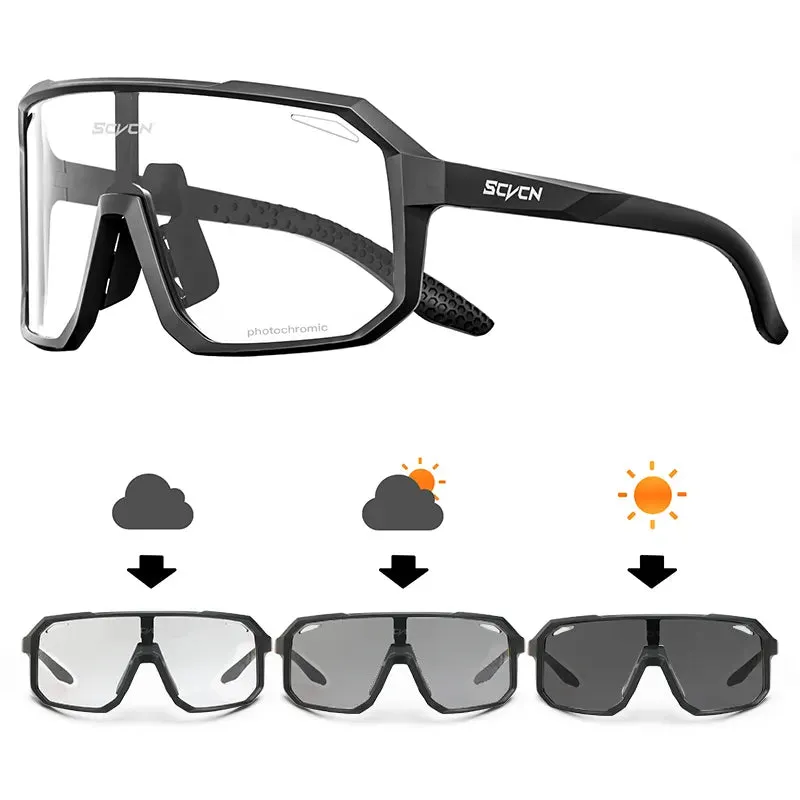 SCVCN Photochromic Cycling Sunglasses Men MTB bike Sports Cycling Glasses Goggles UV400 Woman Bicycle Riding Driving Glasses