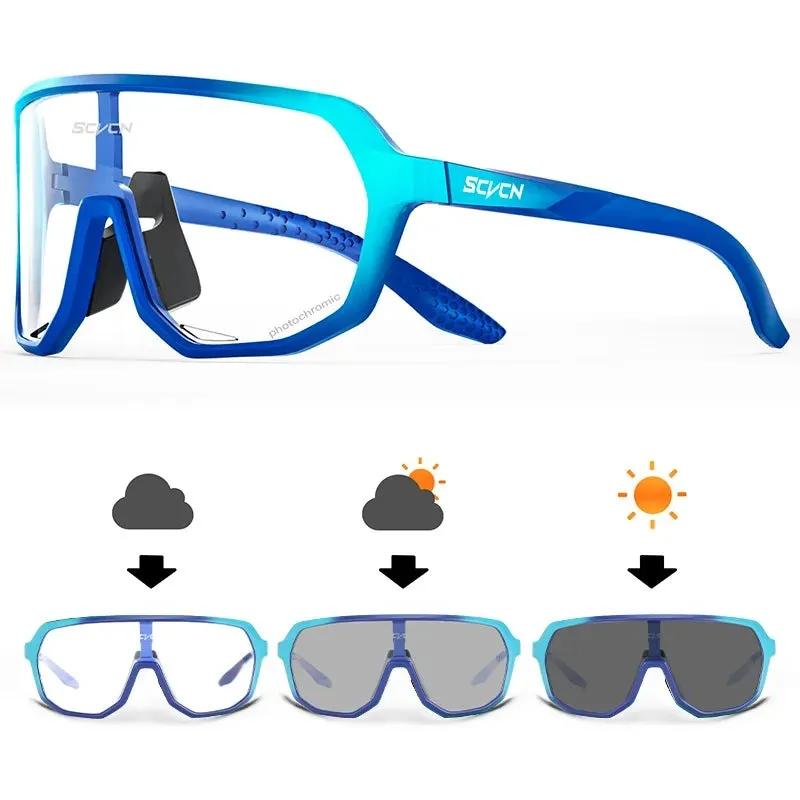 SCVCN Photochromic Cycling Sunglasses Men MTB bike Sports Cycling Glasses Goggles UV400 Woman Bicycle Riding Driving Glasses