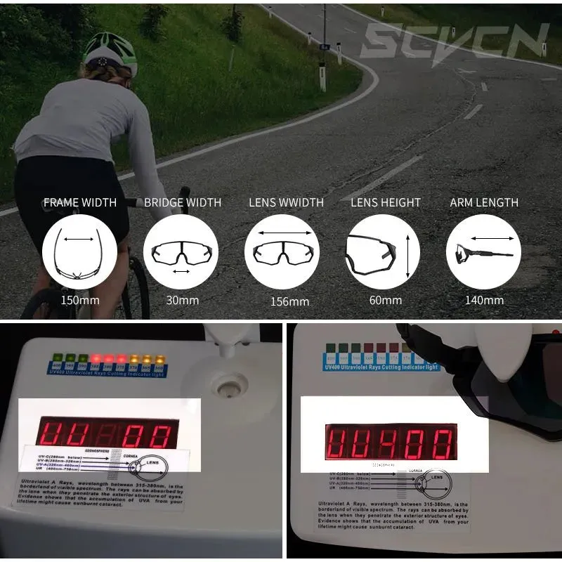 SCVCN Photochromic Sunglasses Sports Cycling Glasses Bicycle Eyewear Mountain Bike Goggles UV400 MTB Road Running Sunglasses