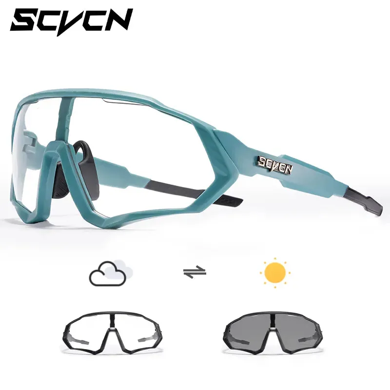 SCVCN Photochromic Sunglasses Sports Cycling Glasses Bicycle Eyewear Mountain Bike Goggles UV400 MTB Road Running Sunglasses