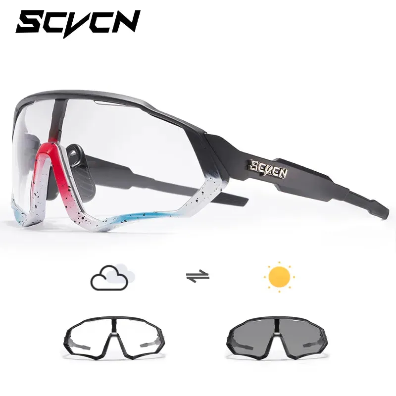 SCVCN Photochromic Sunglasses Sports Cycling Glasses Bicycle Eyewear Mountain Bike Goggles UV400 MTB Road Running Sunglasses