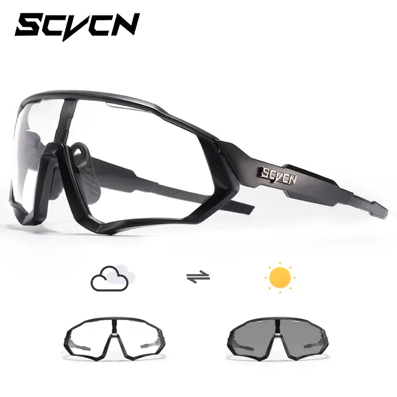 SCVCN Photochromic Sunglasses Sports Cycling Glasses Bicycle Eyewear Mountain Bike Goggles UV400 MTB Road Running Sunglasses