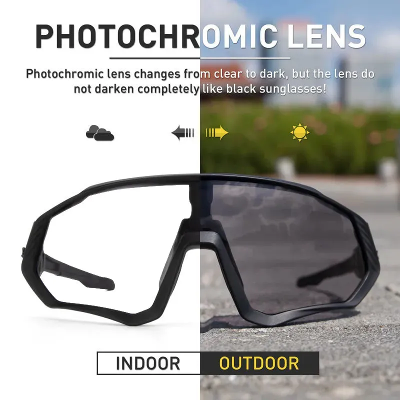 SCVCN Photochromic Sunglasses Sports Cycling Glasses Bicycle Eyewear Mountain Bike Goggles UV400 MTB Road Running Sunglasses