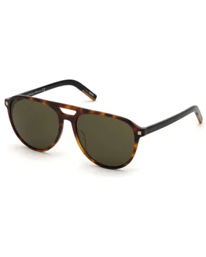 Shiny Havana and Black Vicuna & Green Sunglasses