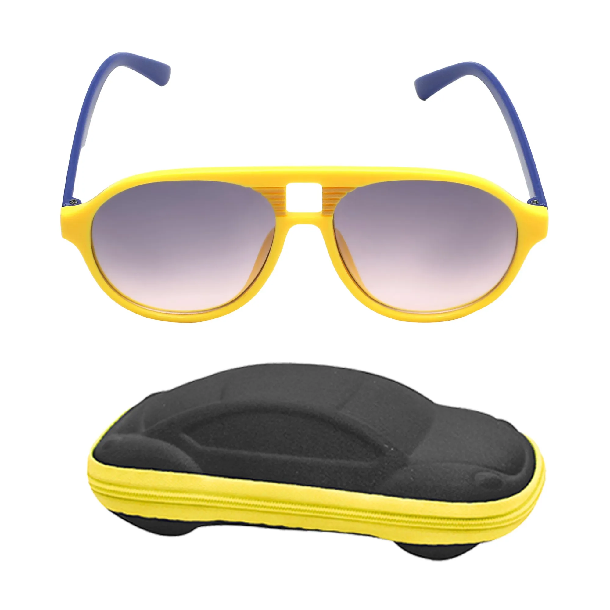 Spiky Yellow and Blue Aviator Sunglasses – UV Protection