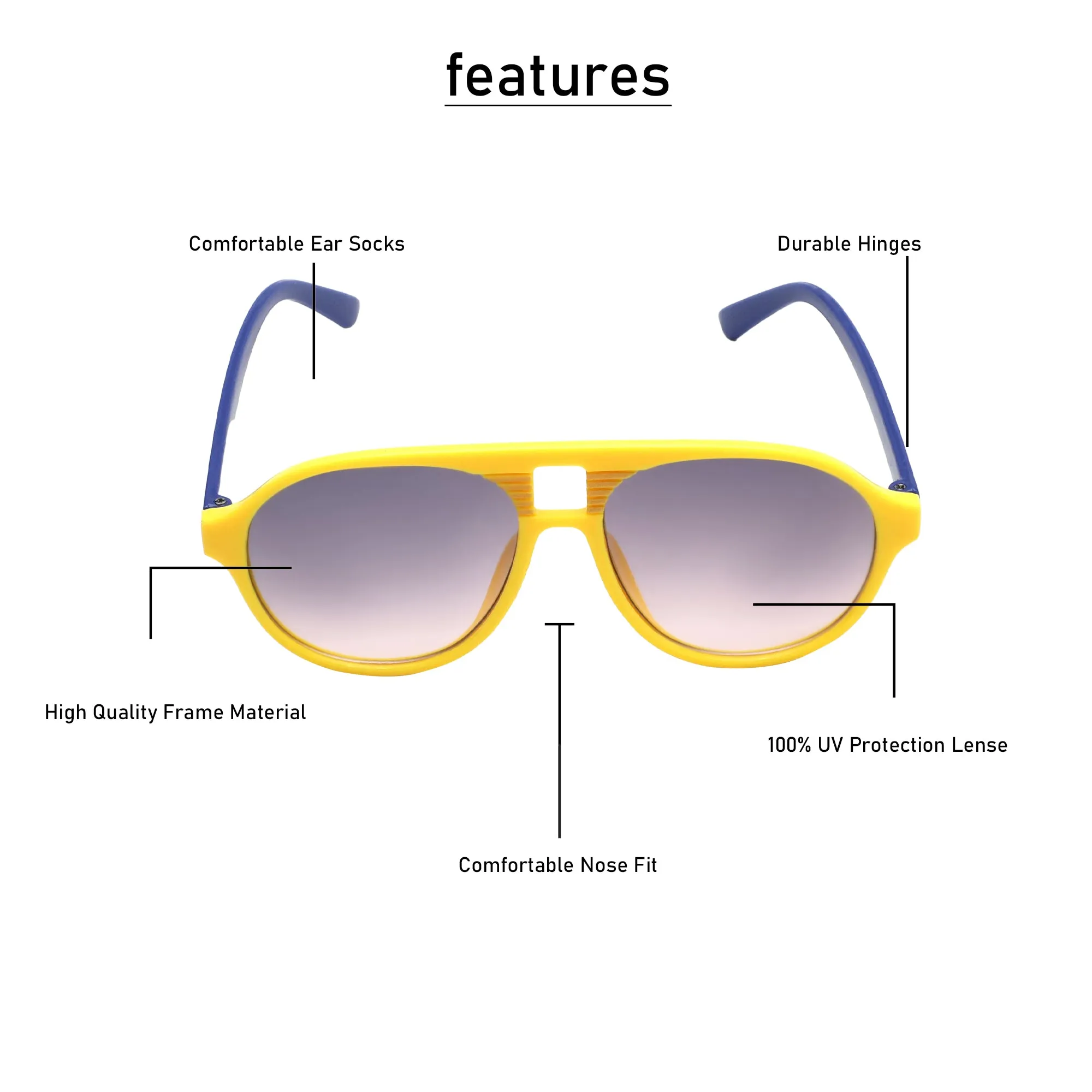 Spiky Yellow and Blue Aviator Sunglasses – UV Protection
