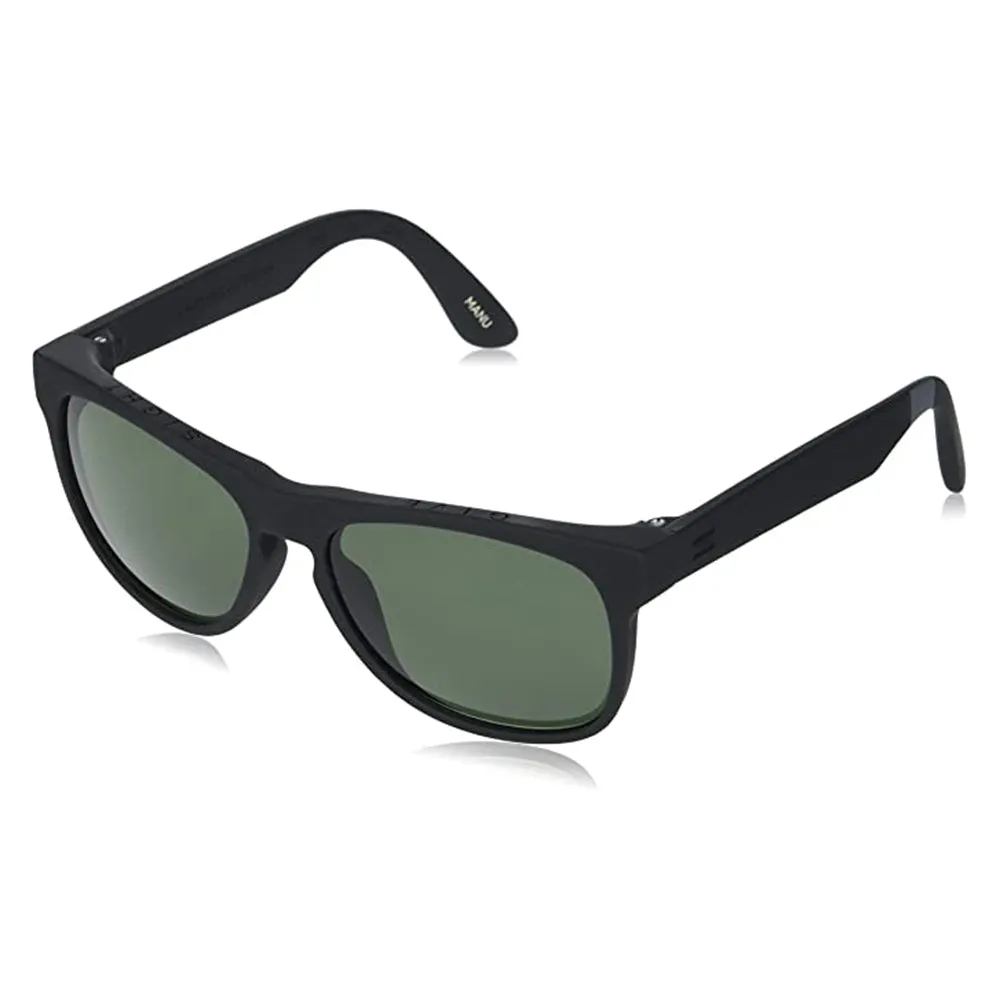 TOMS Unisex Matte Black Frame Green Gray Lens Polarized Manu Pilot Sunglasses - 10016106