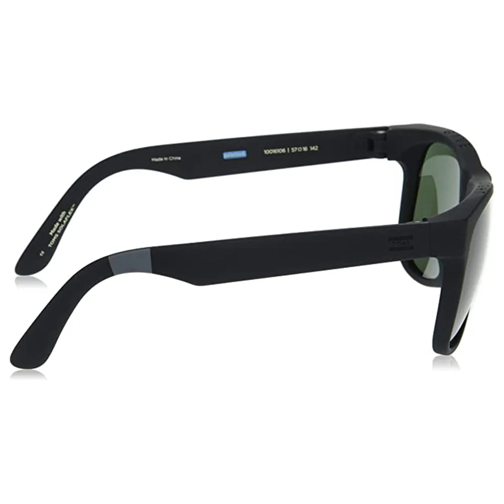 TOMS Unisex Matte Black Frame Green Gray Lens Polarized Manu Pilot Sunglasses - 10016106