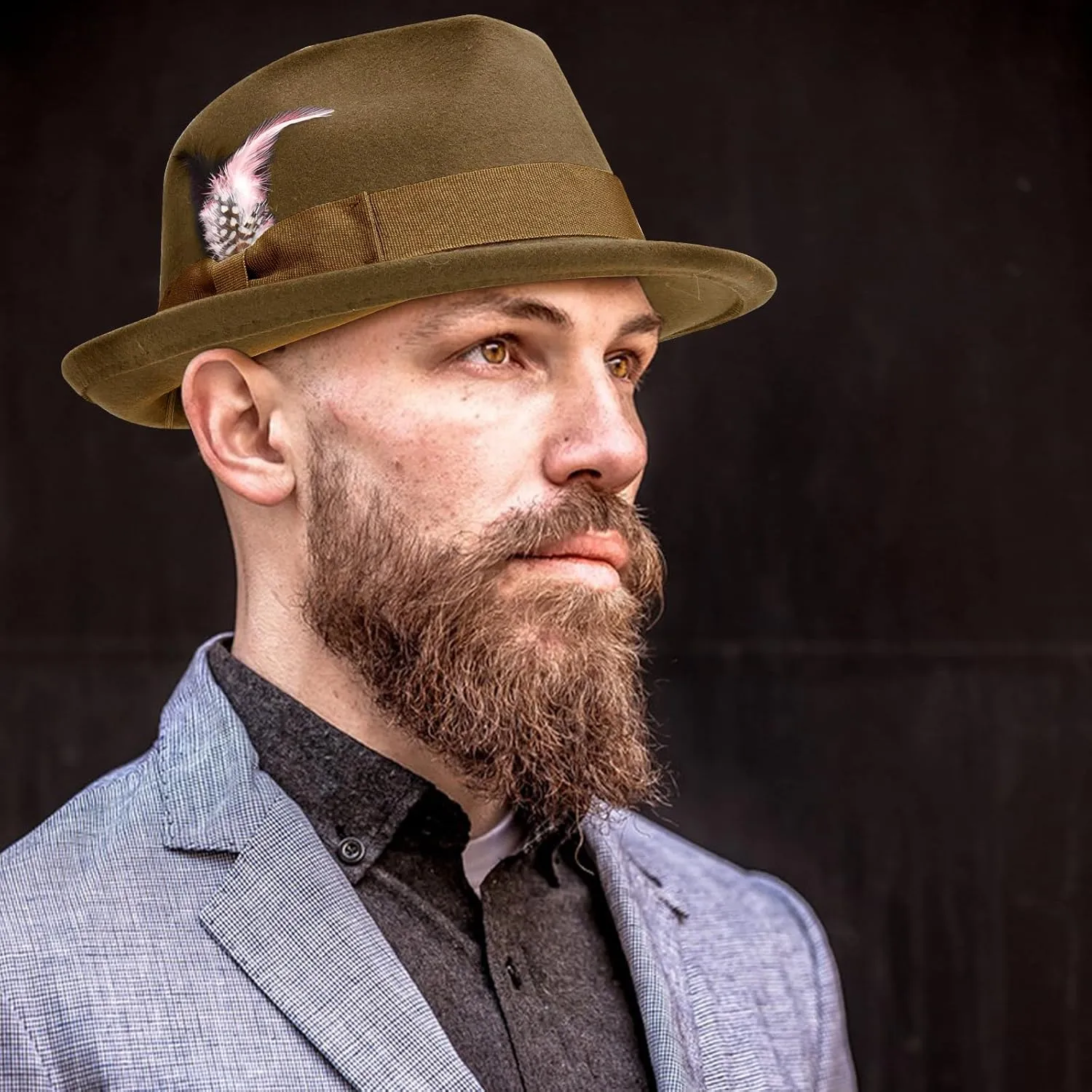 Ultrafun Fedora Hats for Men Women Classic Short Brim Felt Manhatta Fedora Hat with Feathers Band