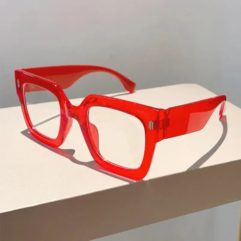 VAIGE Stylish Oversized Square Blue Light Blocking Sunglasses in Red, Green, and Blue