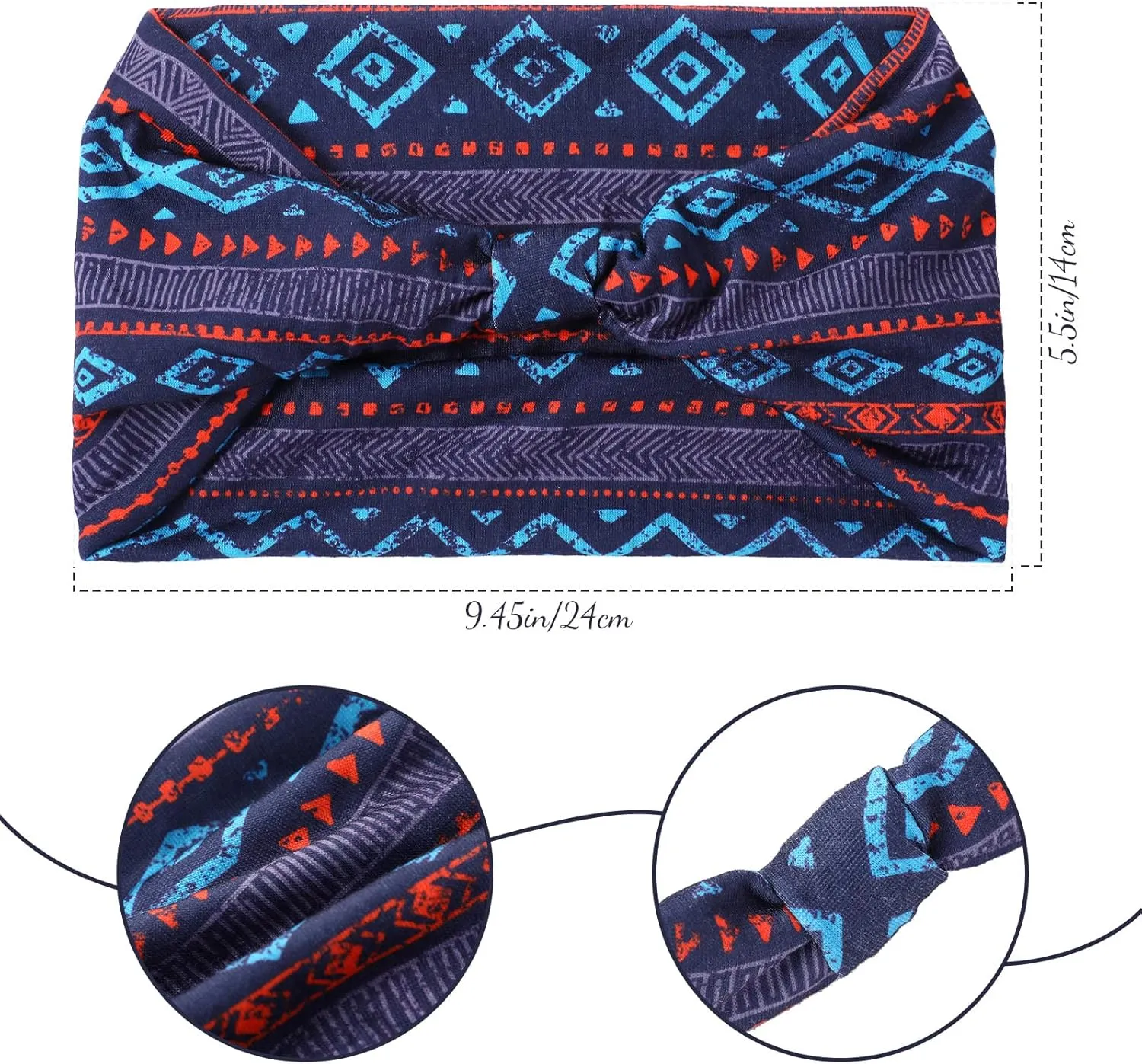 WILLBOND 4 Pieces African Headbands Knotted Wide Yoga Stretchy Bandeau African Headwrap Hair Accessories for Women and Girls