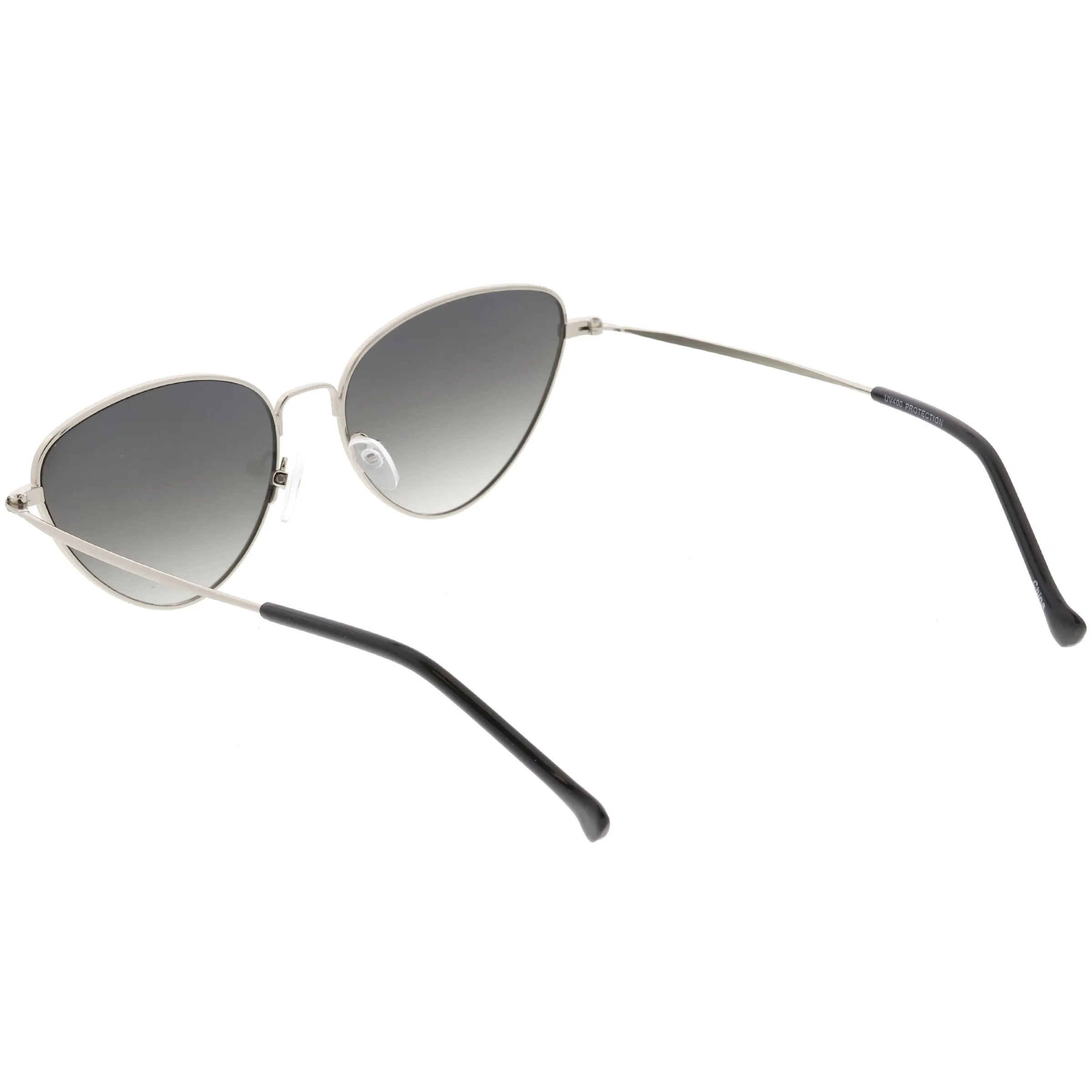 Women's Retro Slim Metal Frame Flat Lens Cat Eye Sunglasses C600
