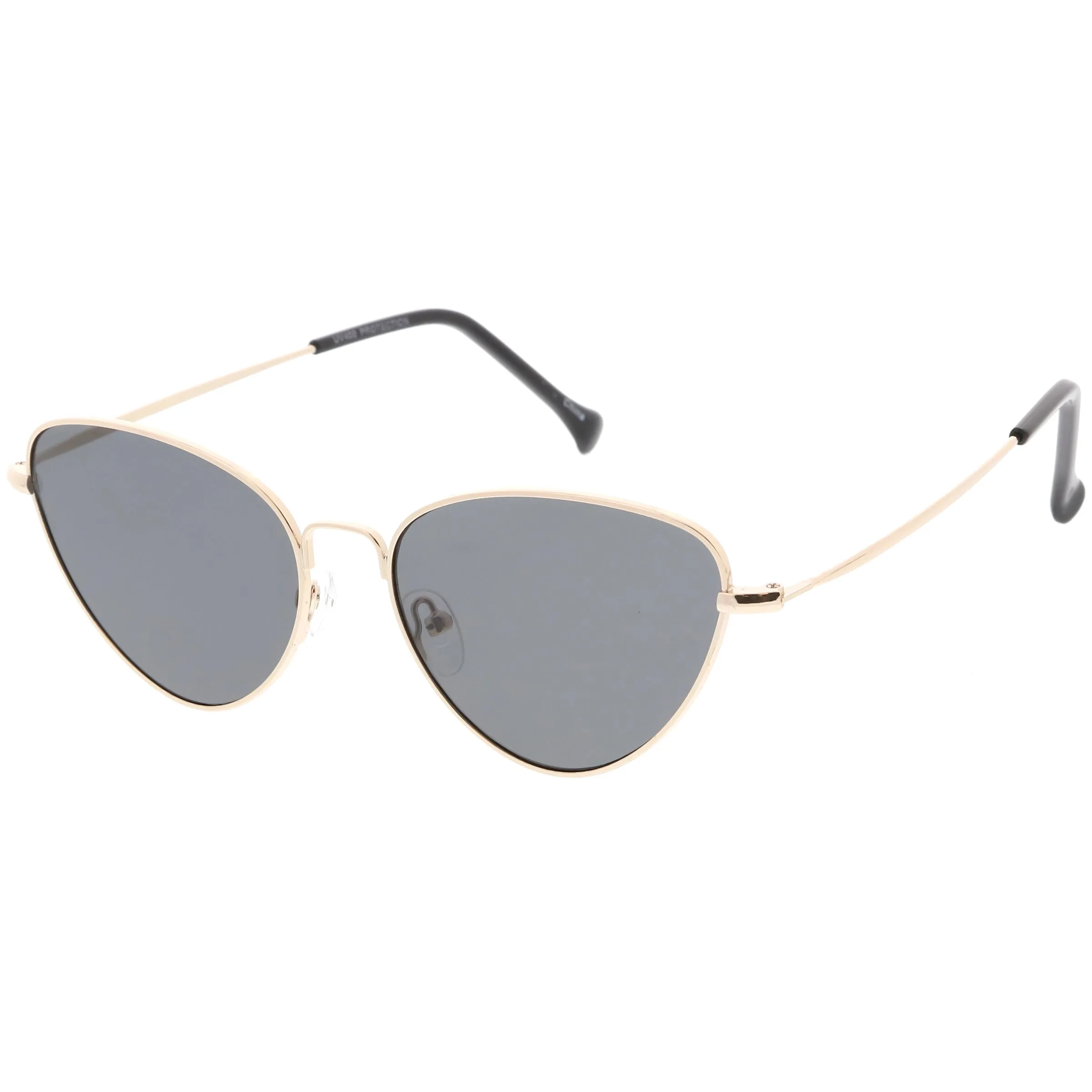 Women's Retro Slim Metal Frame Flat Lens Cat Eye Sunglasses C600