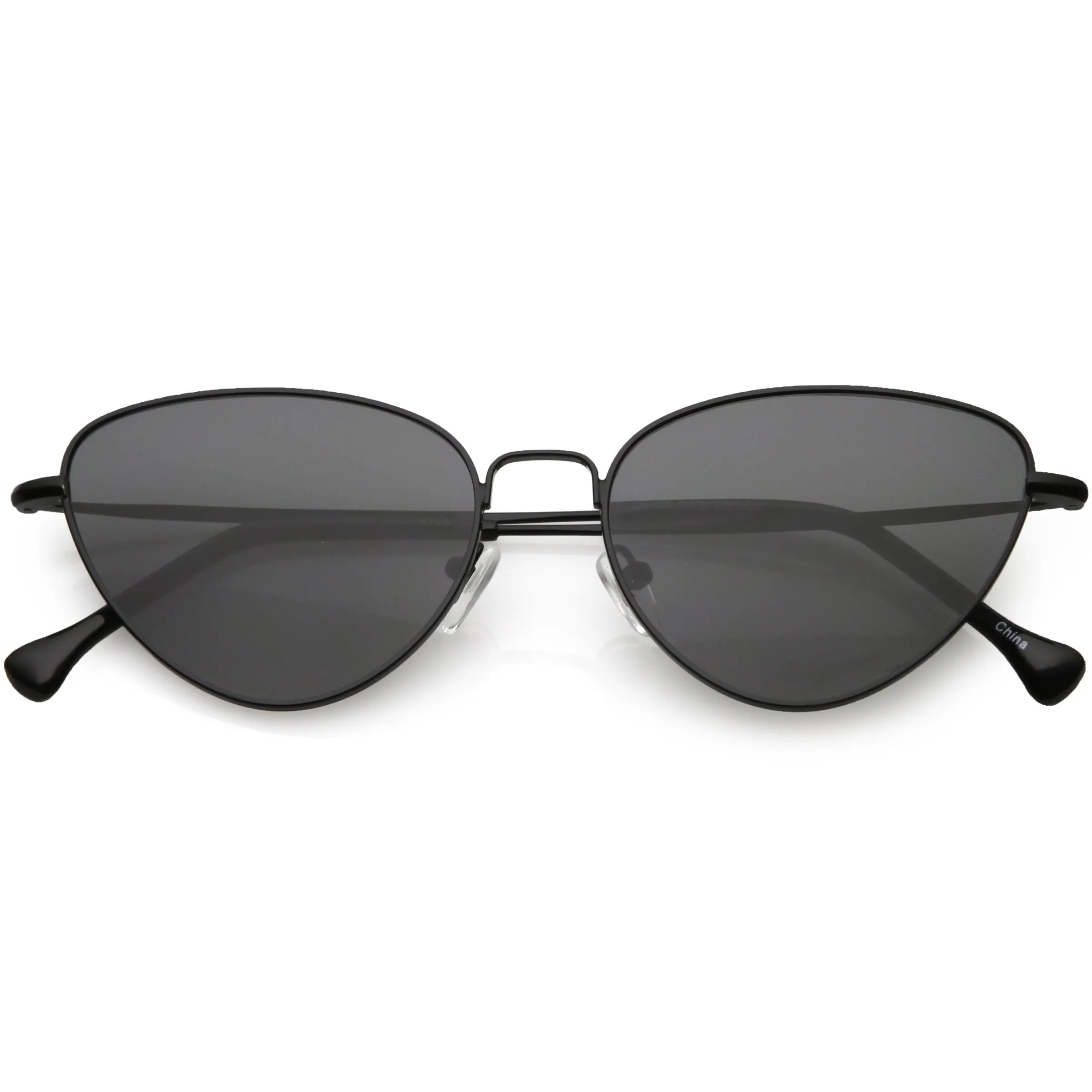 Women's Retro Slim Metal Frame Flat Lens Cat Eye Sunglasses C600