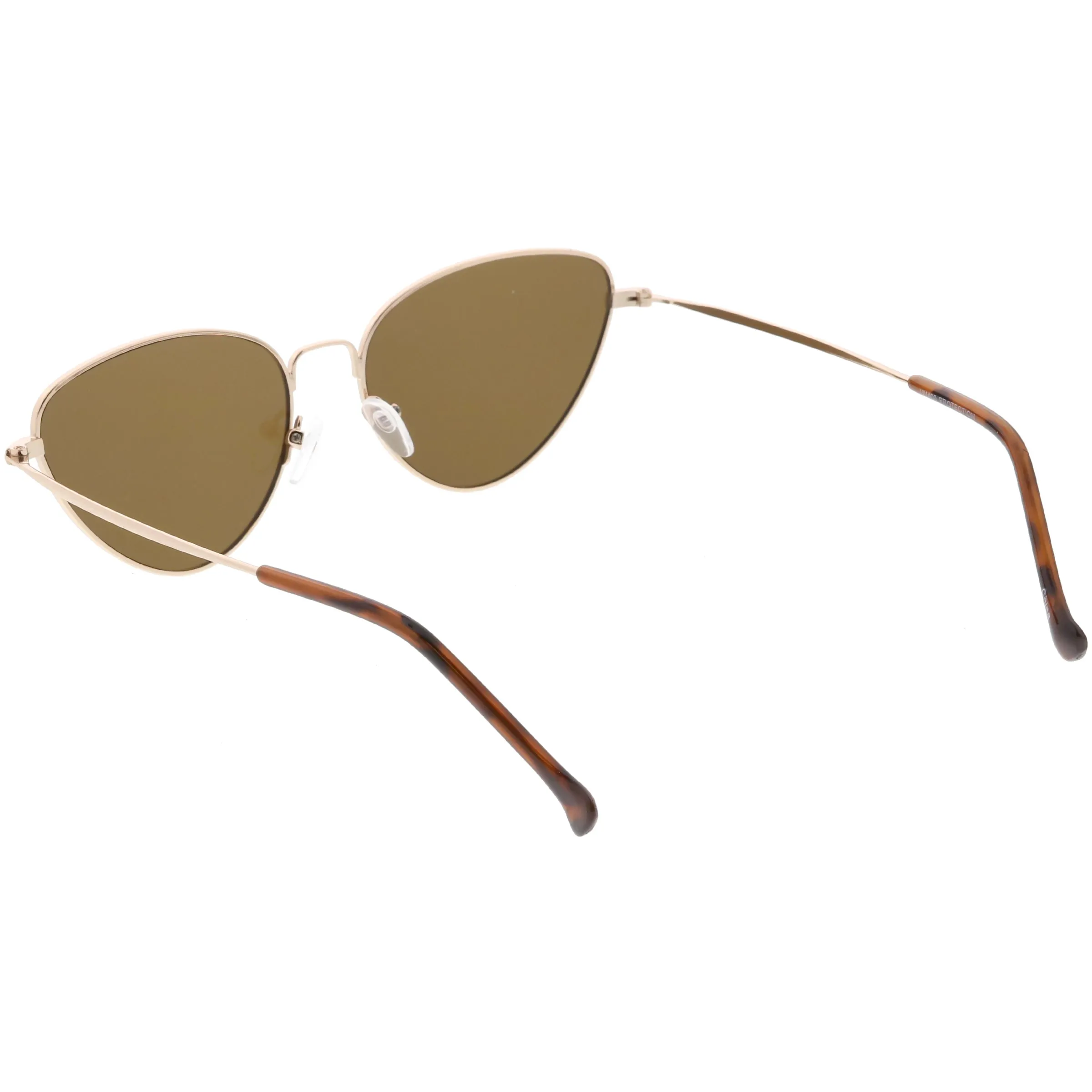 Women's Retro Slim Metal Frame Flat Lens Cat Eye Sunglasses C600