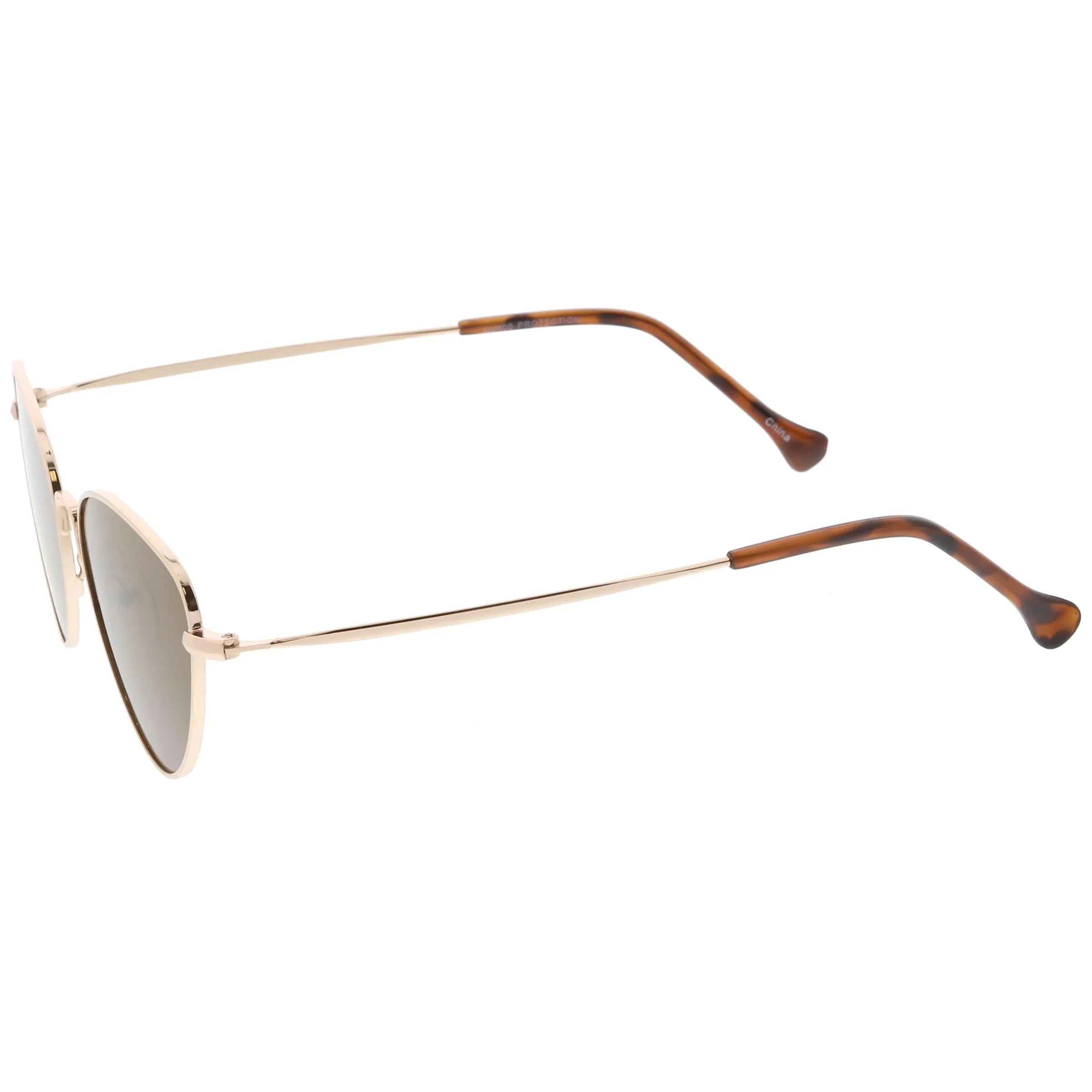 Women's Retro Slim Metal Frame Flat Lens Cat Eye Sunglasses C600