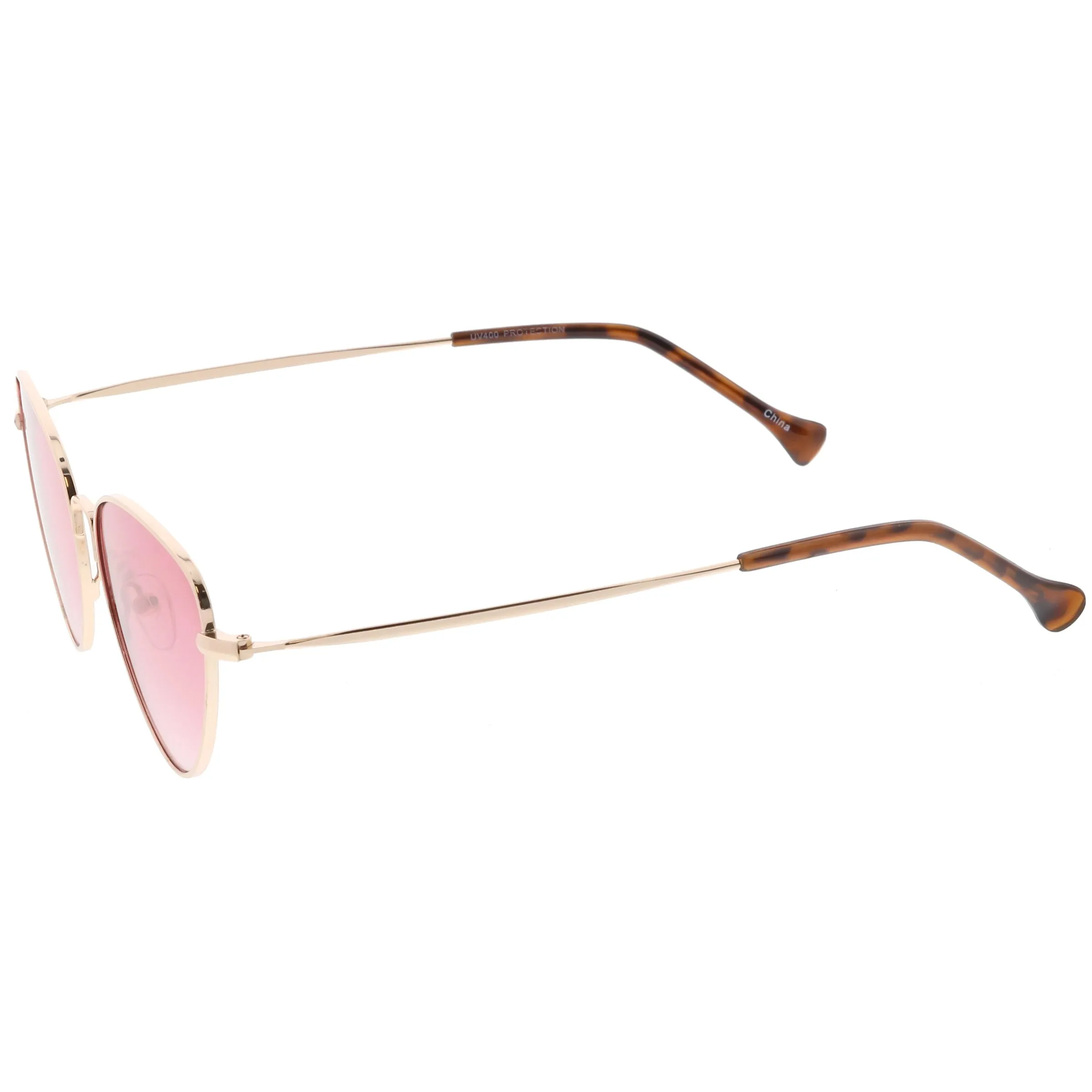 Women's Retro Slim Metal Frame Flat Lens Cat Eye Sunglasses C600