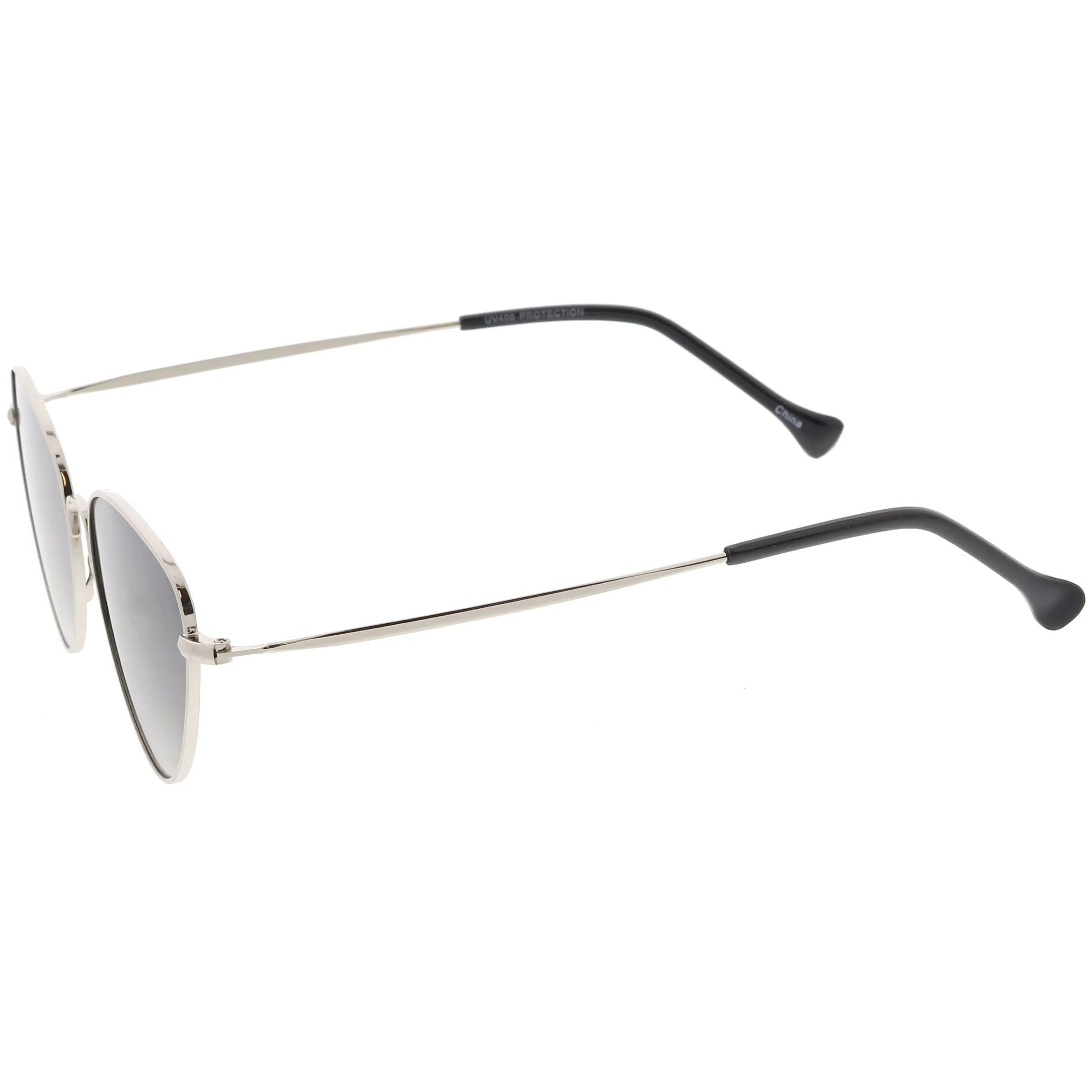 Women's Retro Slim Metal Frame Flat Lens Cat Eye Sunglasses C600