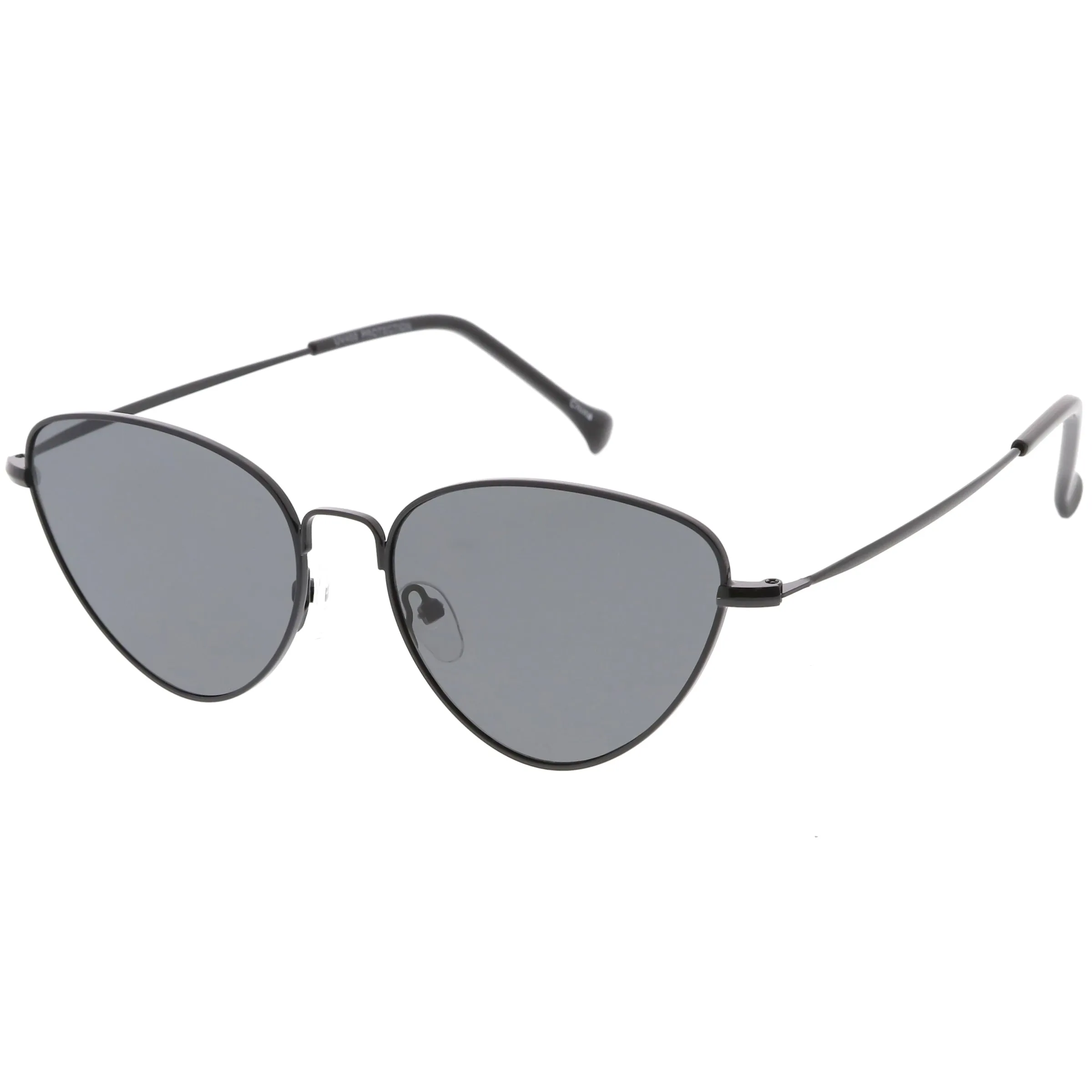 Women's Retro Slim Metal Frame Flat Lens Cat Eye Sunglasses C600