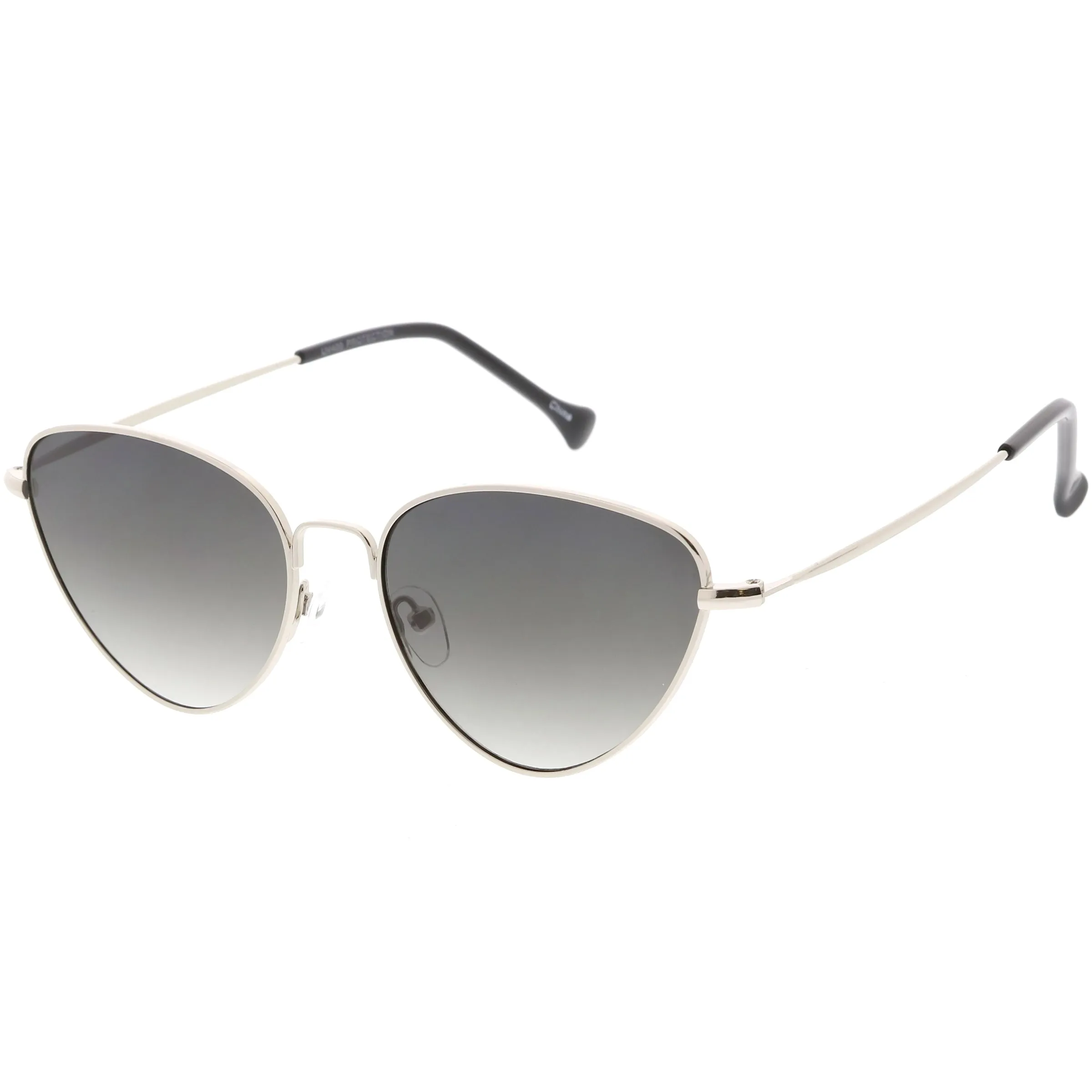 Women's Retro Slim Metal Frame Flat Lens Cat Eye Sunglasses C600