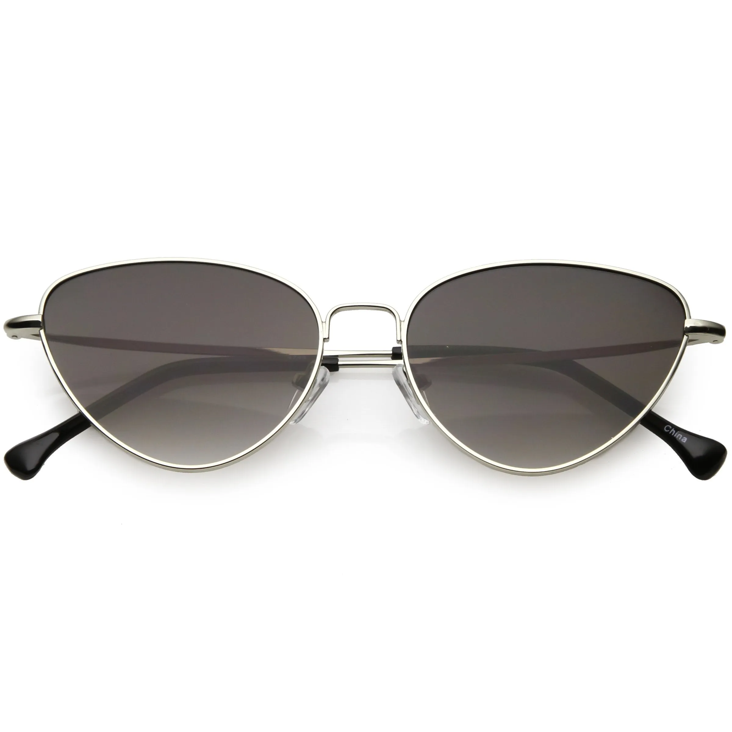 Women's Retro Slim Metal Frame Flat Lens Cat Eye Sunglasses C600