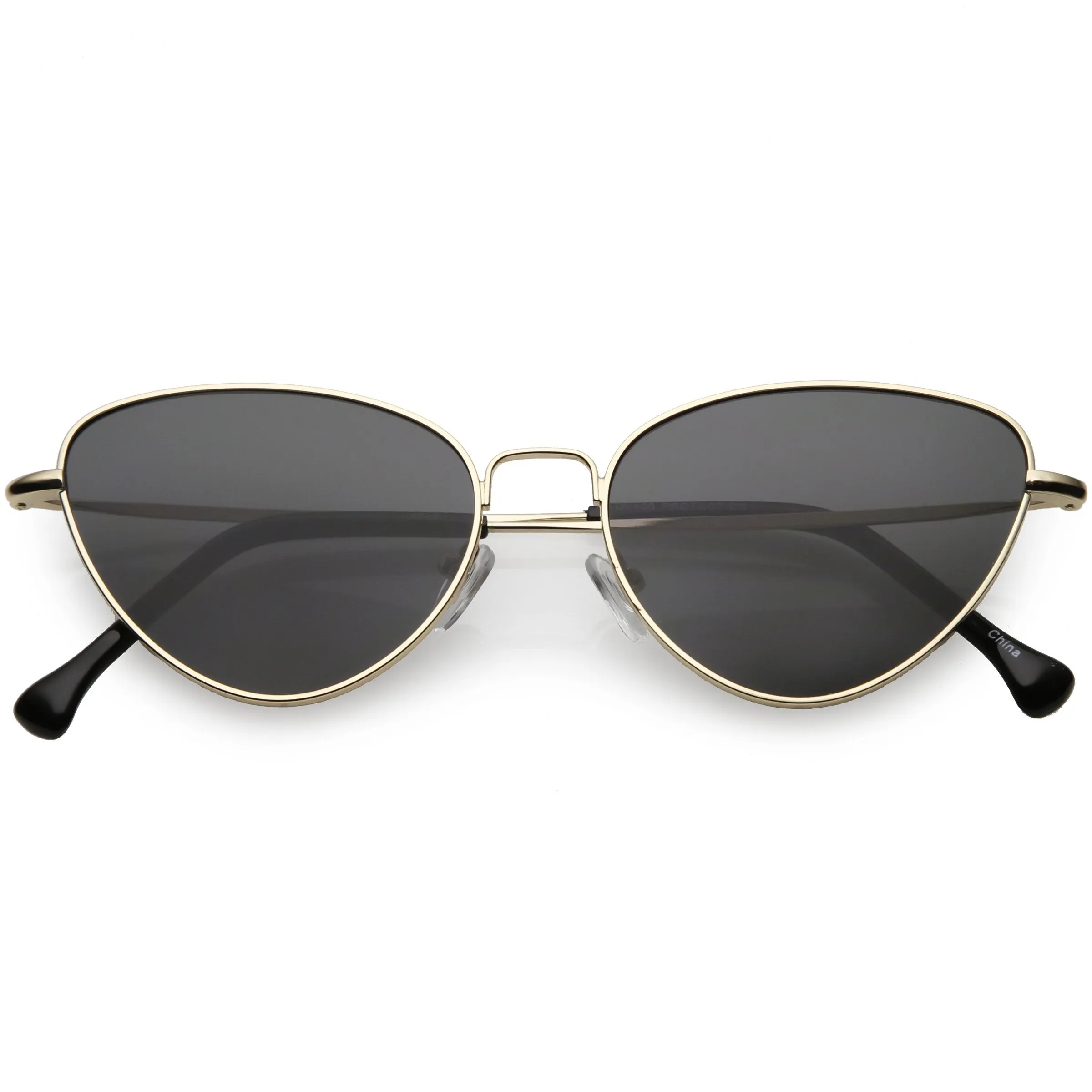 Women's Retro Slim Metal Frame Flat Lens Cat Eye Sunglasses C600