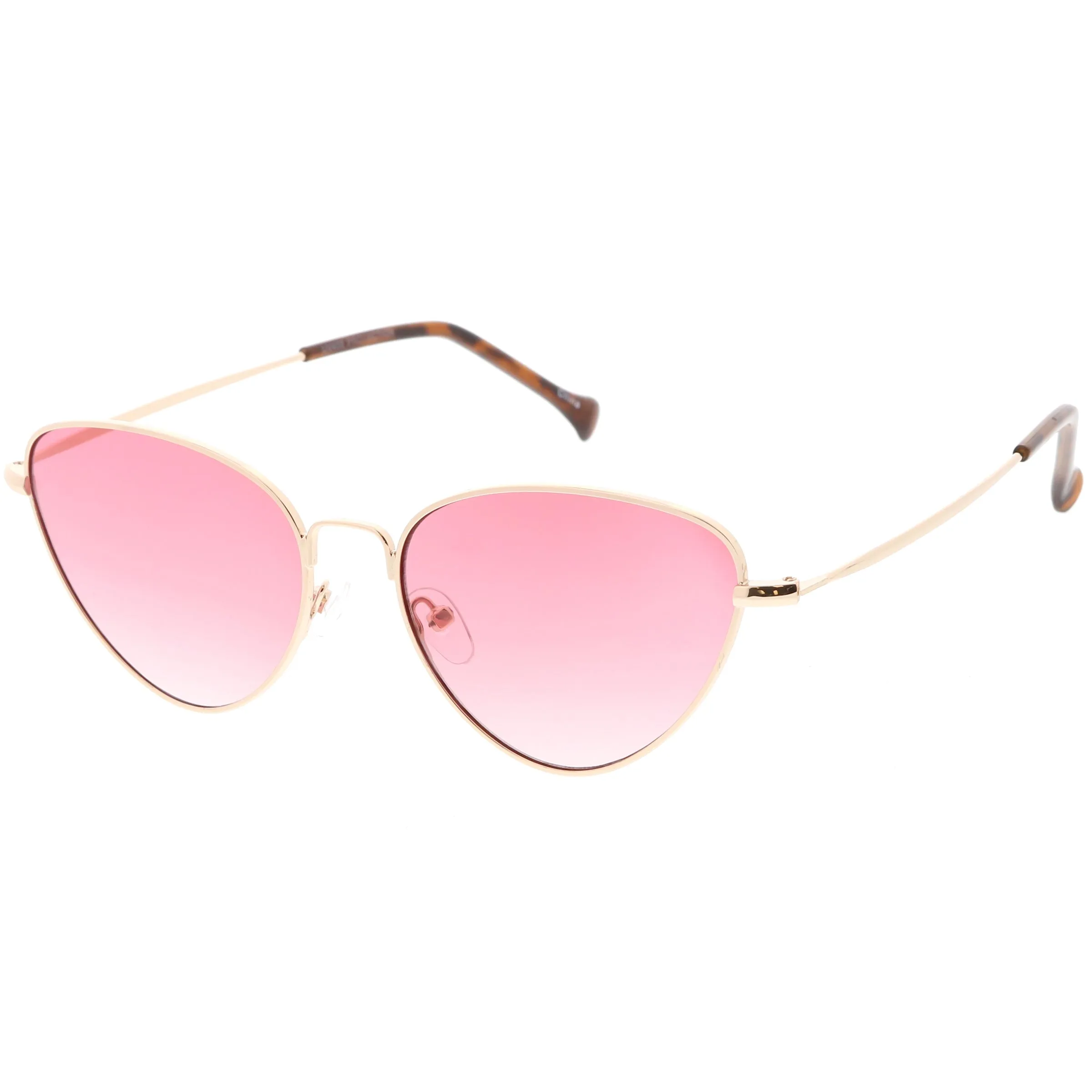Women's Retro Slim Metal Frame Flat Lens Cat Eye Sunglasses C600