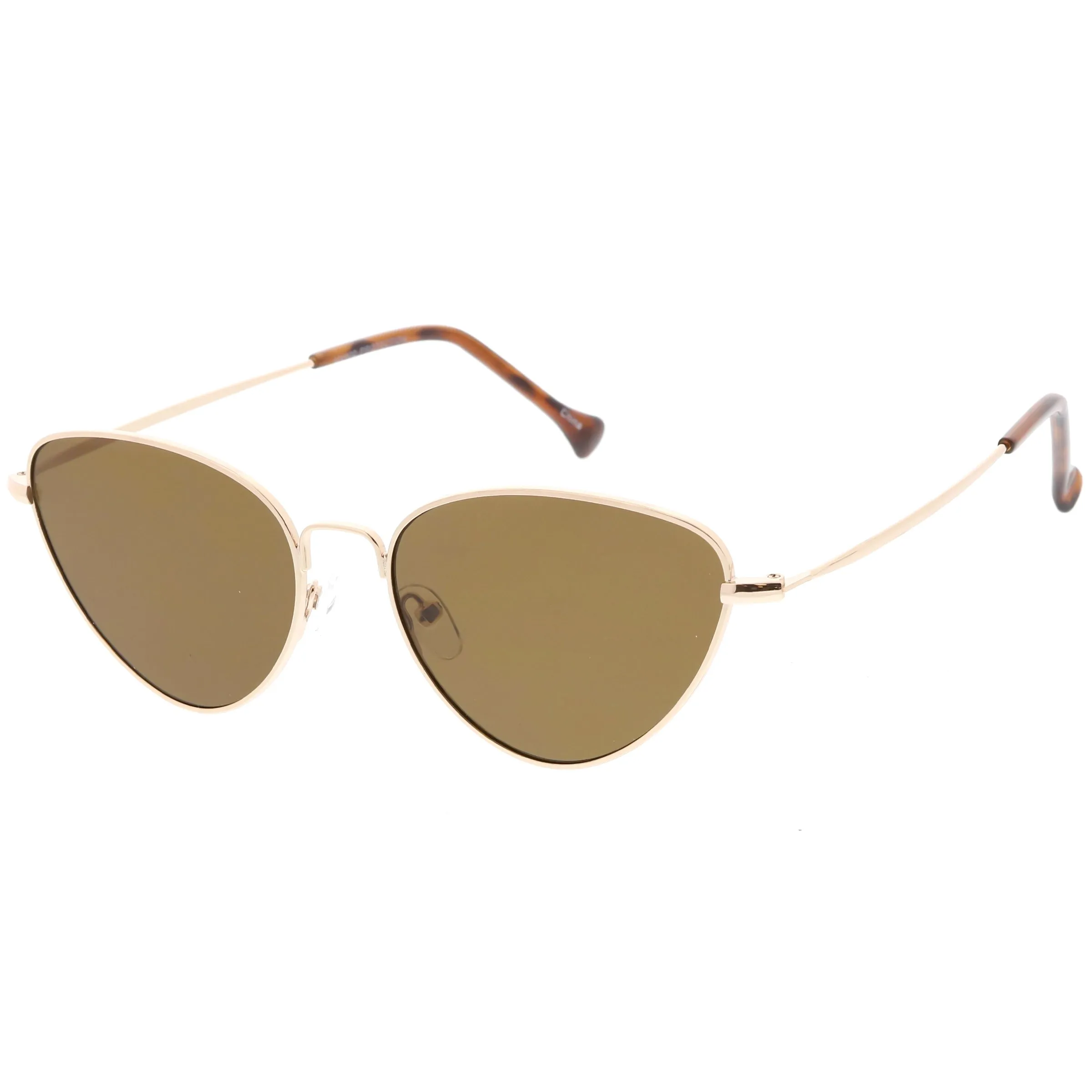 Women's Retro Slim Metal Frame Flat Lens Cat Eye Sunglasses C600