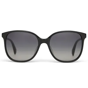 Womens Sandela Shiny Black Frame Grey Polarized Lens Square Sunglasses - 10014833
