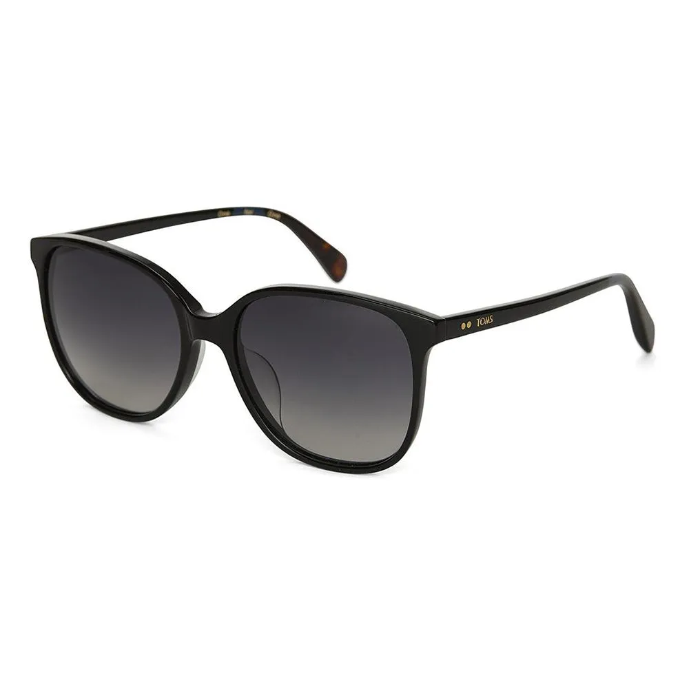 Womens Sandela Shiny Black Frame Grey Polarized Lens Square Sunglasses - 10014833