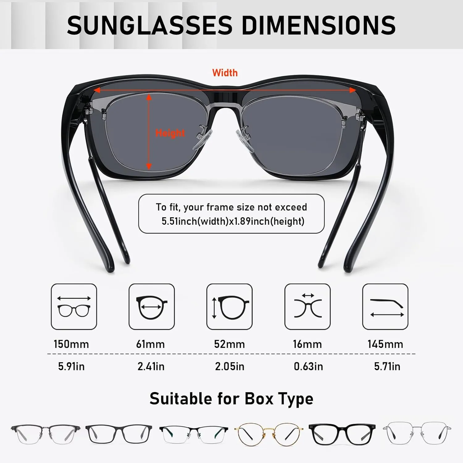 Wzerry Polarized Fit Over Glasses Sunglasses, Wear Over Sunglasses Wrap Around Shades for Men Women UV400 Pretection